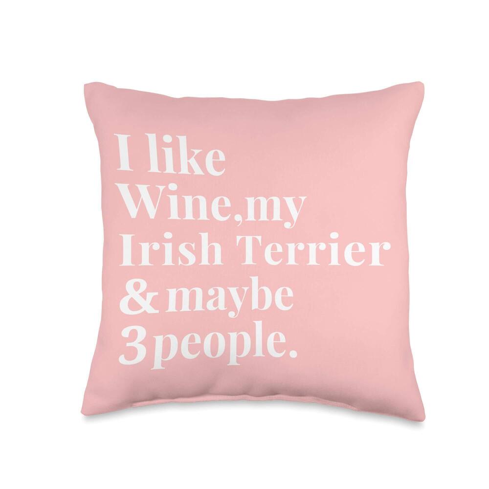 8359 Irish Terrier Funny Dog Owner Wine Lover Gift Throw Pillow